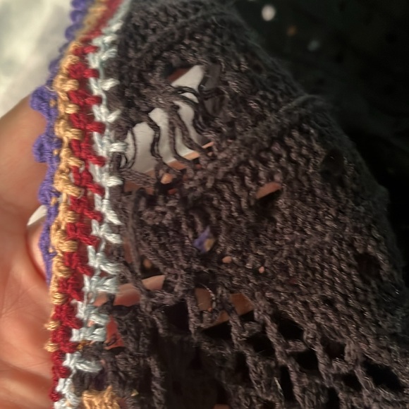 Fun boho top. Crochet squares on black. Would fit medium and larger. - Picture 8 of 10